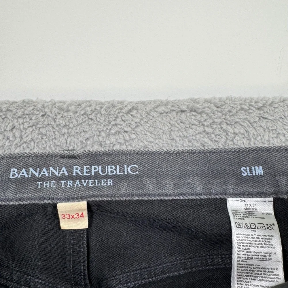 Banana Republic The Traveler‎ Slim Fit Gray Pants Mens 33x33 Stretch Denim Jeans